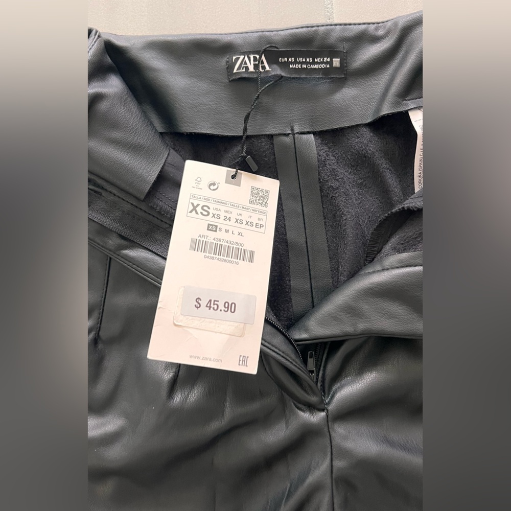 NWT Zara faux leather straight leg pants XS - Picture 9 of 10